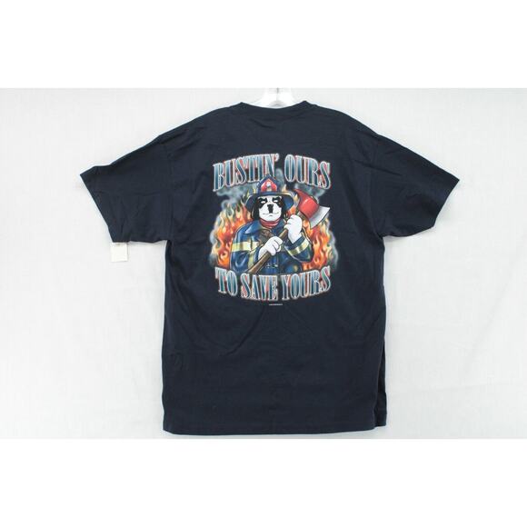 NWT Big Dogs T-shirt Firedog Adult Size Large Black 100% Cotton 2004 Vintage - Picture 4 of 9